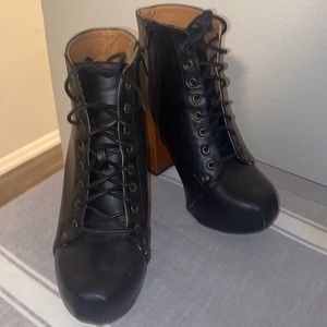 Women’s black leather booties